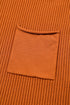 Ribbed Mock Neck Patch Pocket Drop Shoulder Short Sleeve Sweater